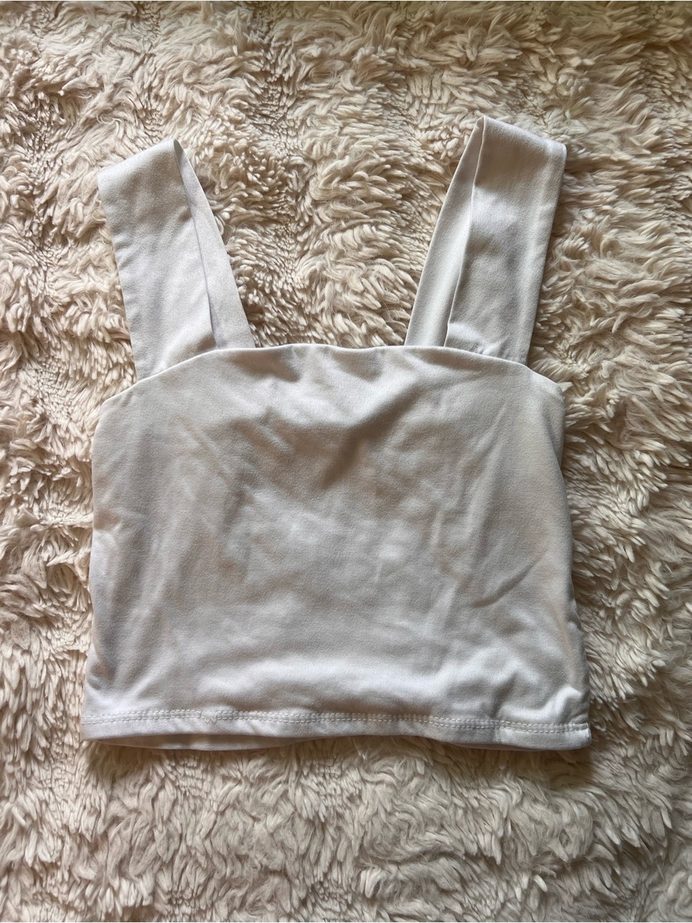 Square Neck Cream White Crop Tank Top